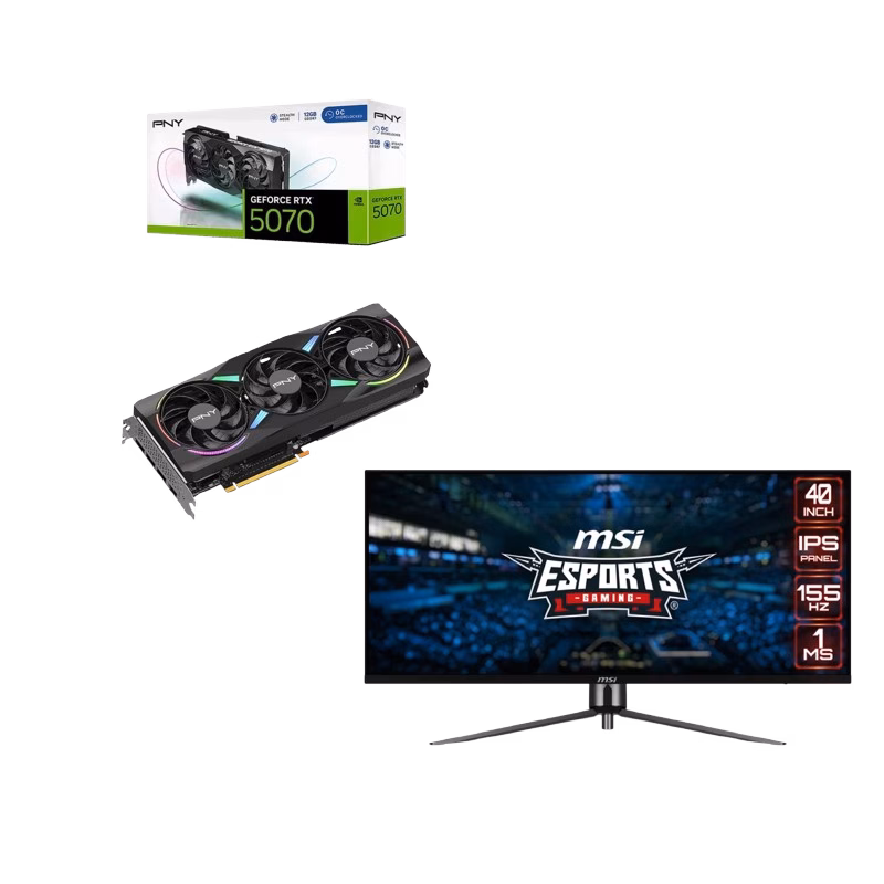 Bundle (PNY GeForce RTX 5070 OC 12GB | VCG507012TFXPB1 + MSI MAG401QR 40” Ultrawide Gaming Monitor| IPS)