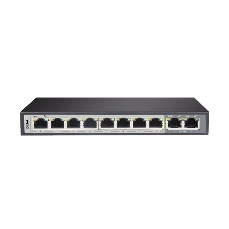 D-Link 10-Port Gigabit PoE Switch 8 Long Reach PoE 2 Uplink Ports