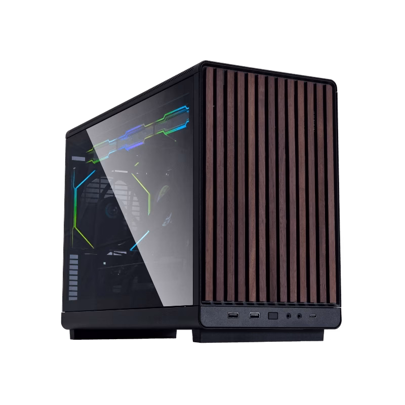 Lian Li Dan A3 mATX Case Wood Edition with Glass Side Panel – Black