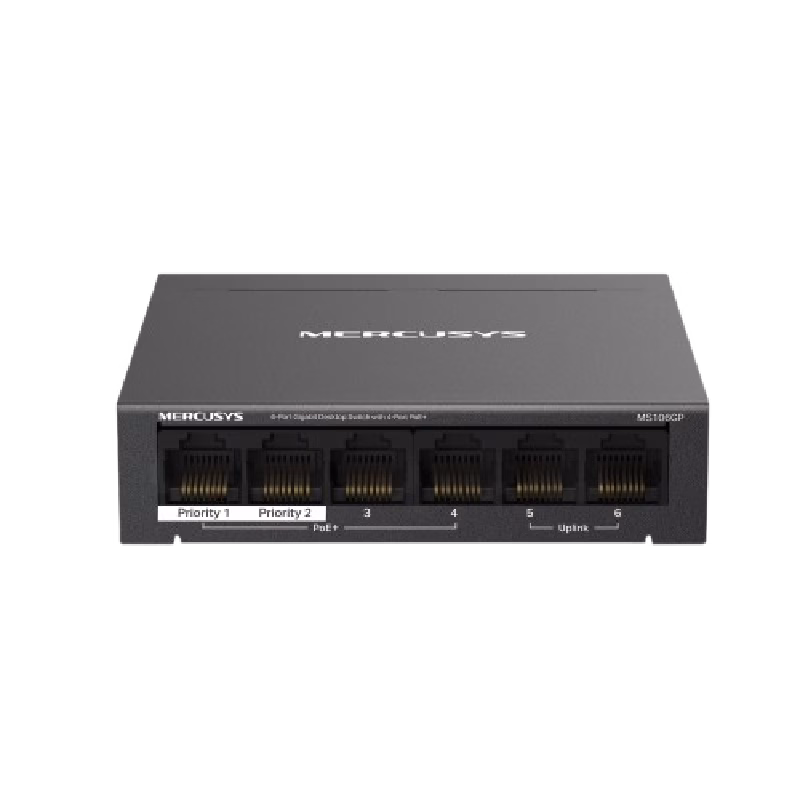 Mercusys 6-Port Gigabit Desktop Switch with 4-Port PoE+ | MS106GP