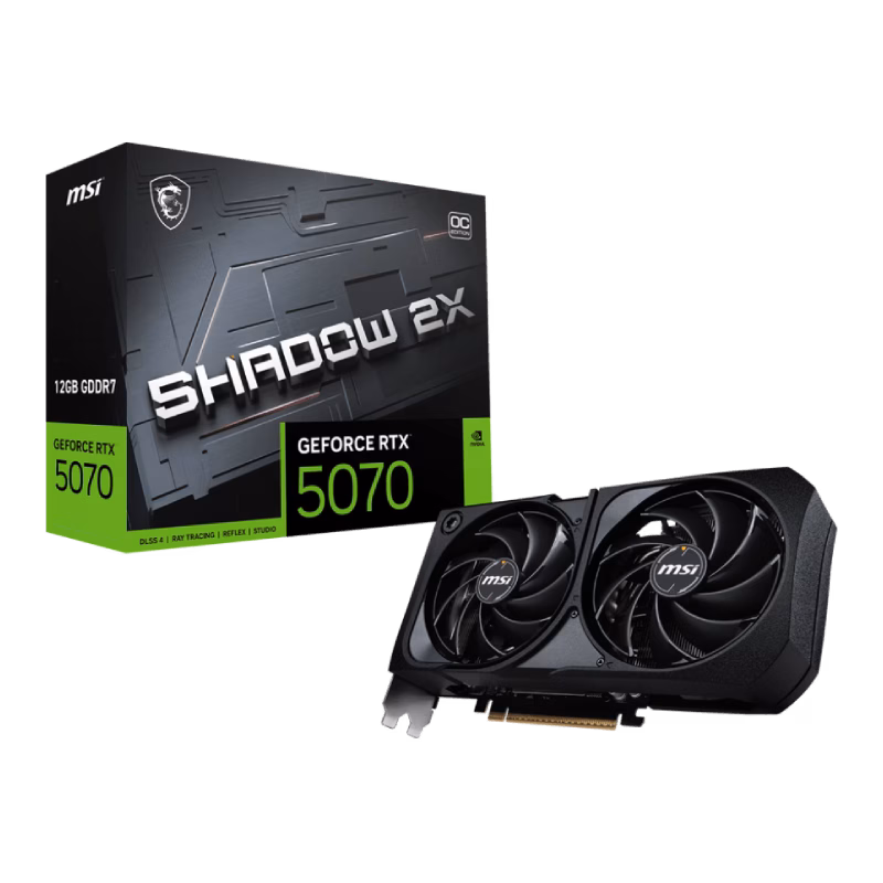 MSI GeForce RTX 5070 12G SHADOW 2X OC 12GB GDDR7 PCI Express 5.0 Graphics Card | 1 Years Warranty