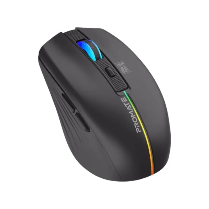 Promate Kitt Ergonomic Wireless RGB Mouse | BLACK