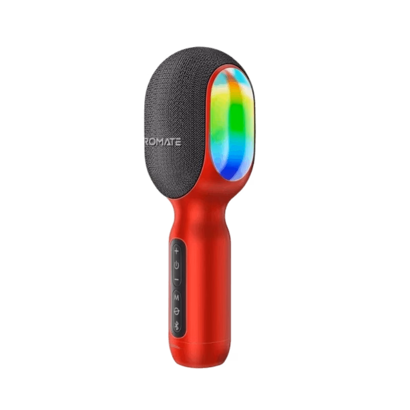 Promate VocalMic 5-in-1 Wireless Karaoke Microphone with Speaker | Red