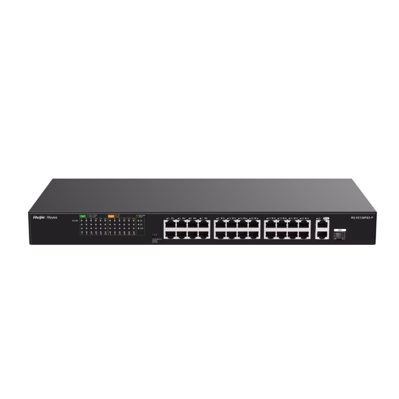 Ruijie Reyee RG-ES126FGS-P 24-Port 10/100 Mbps with 2-Port Gigabit Unmanaged PoE Switch 370W | Tax Included