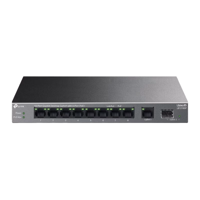 TP-Link 10-Port Gigabit Desktop Switch with 8-Port PoE+ | LS1210GP