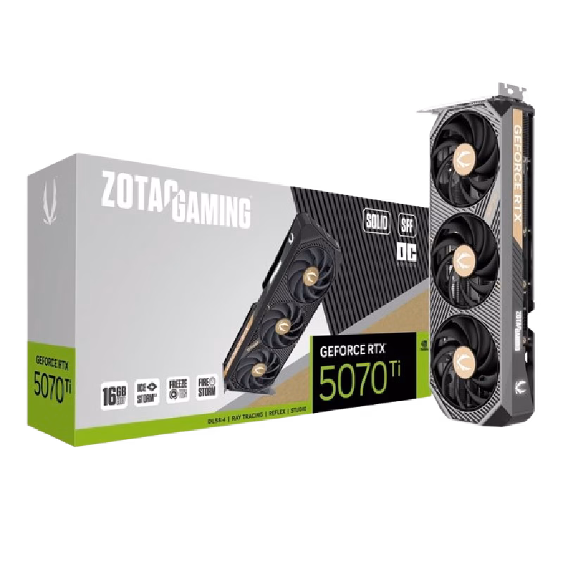 ZOTAC GAMING GeForce RTX 5070 Ti SOLID SFF OC 16GB GDDR7 Graphics Card With DLSS 4, PCIe 5.0 | ZT-B50710J3-10P