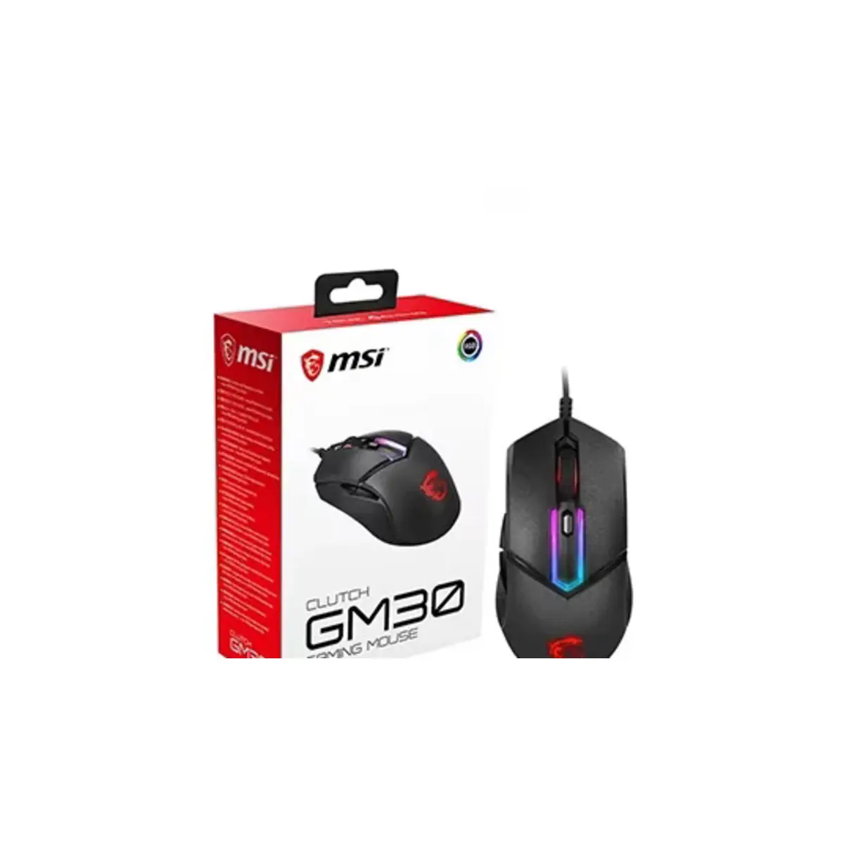 MSI Clutch GM30 6200 DPI Adjustable Omron Switch Symmetrical Design Wired RGB Gaming Mouse