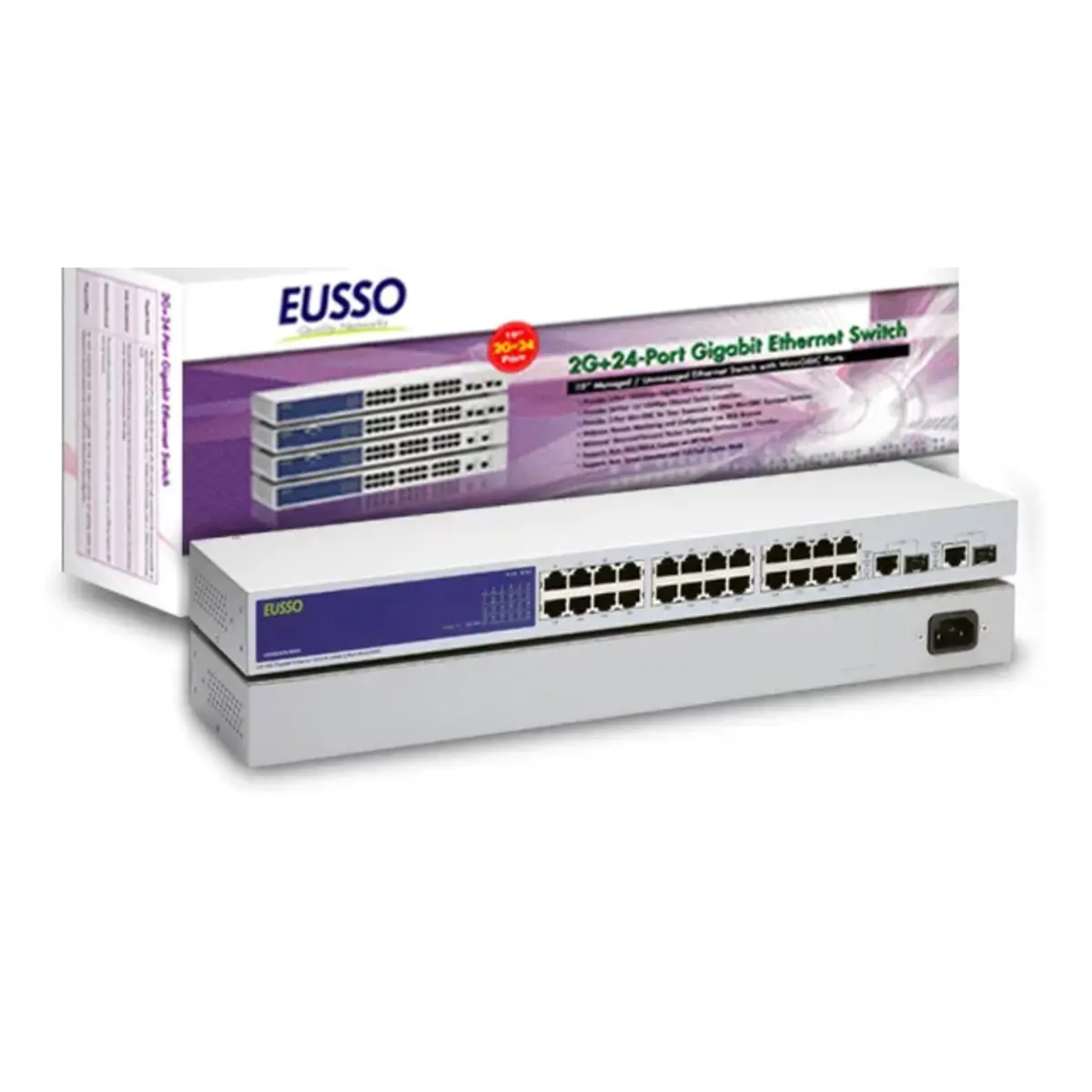 Eusso SWITCH HUB 10/100/1000 UGS5824-RXG2 24 Port Gigabit Switch Rack Mounted + 2SFP Port