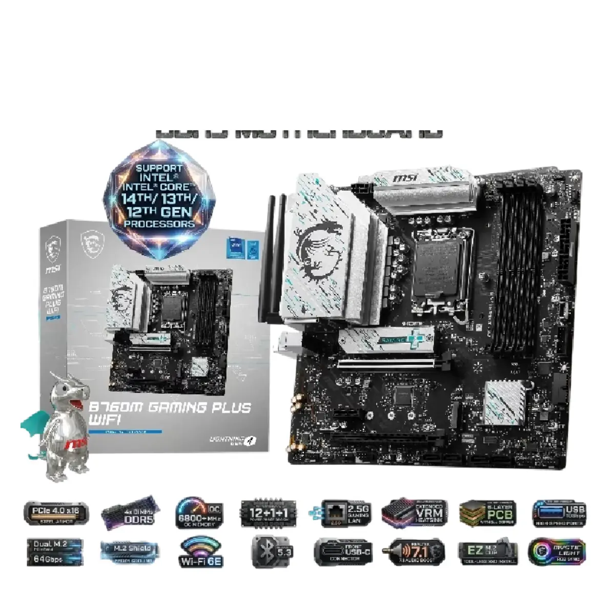 MSI B760M Gaming Plus WiFi DDR5 LGA1700 mATX Motherboard | 911-7D99-060