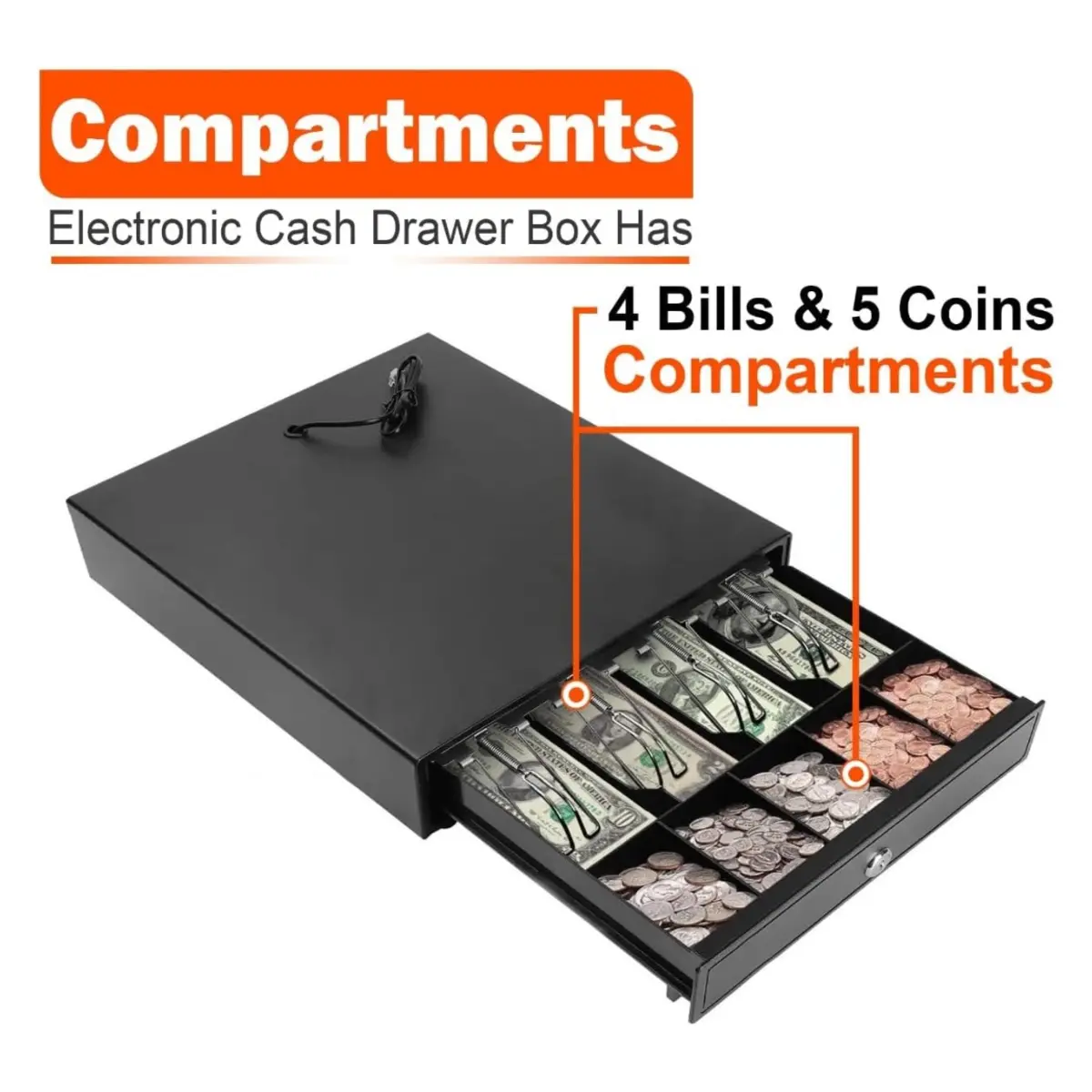Beurotika Cash Drawer – Heavy-Duty Metal Cash Register Drawer with Lock image 2