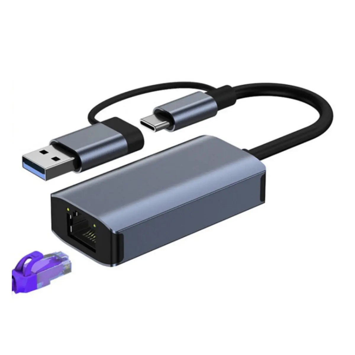 2-in-1 Type-C / USB 3.0 to Gigabit LAN Adapter – BYL-2207 image 3