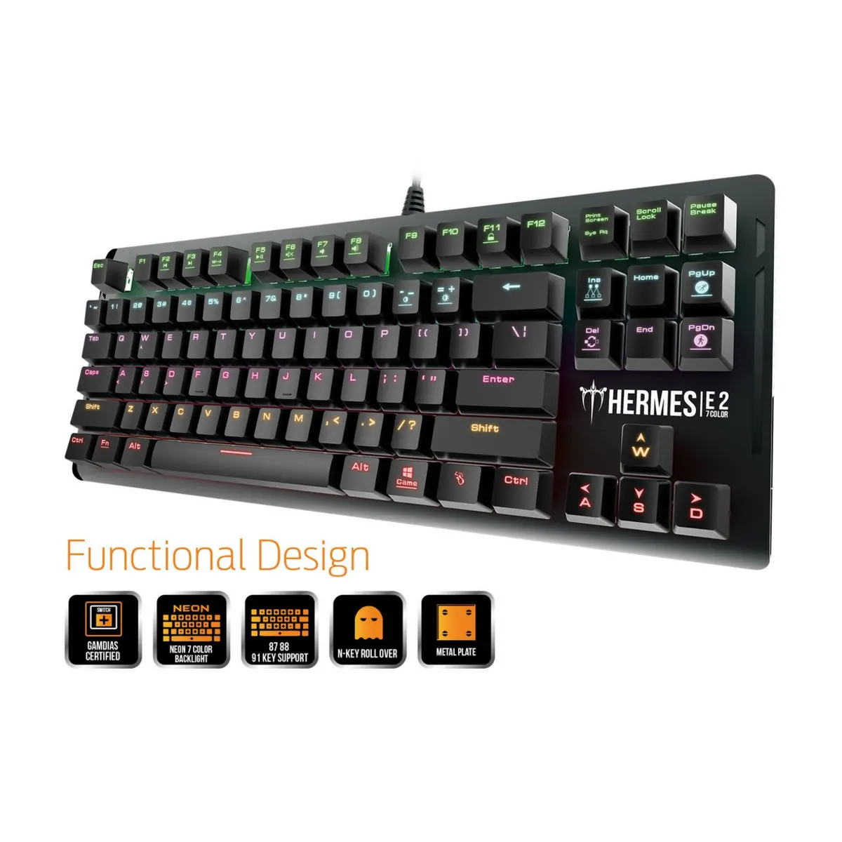 GAMDIAS HERMES E2 7 COLOR ARABIC WIRED KEYBOARD image 4