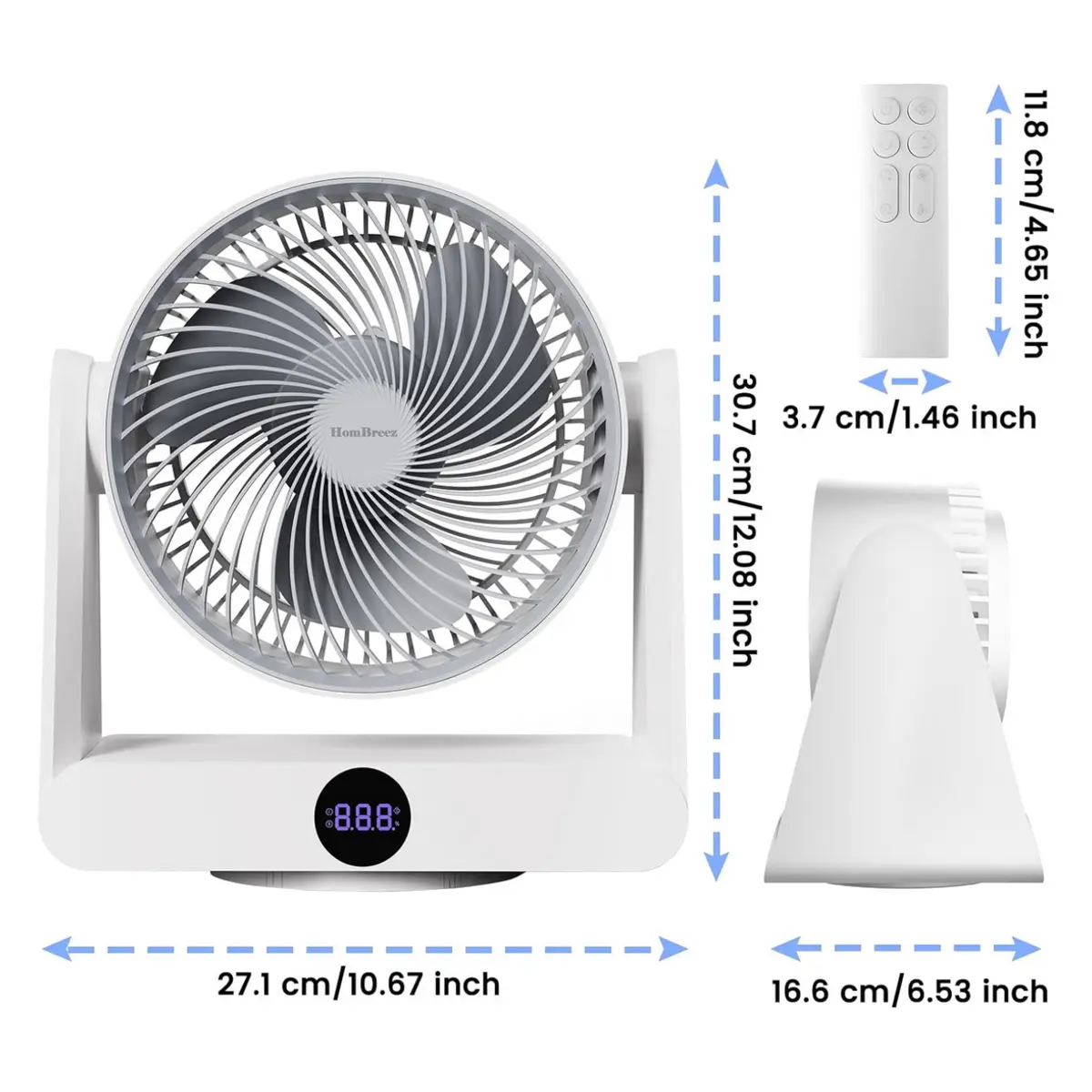 HomBreez 10″ Desk Air Circulator Fan image 3