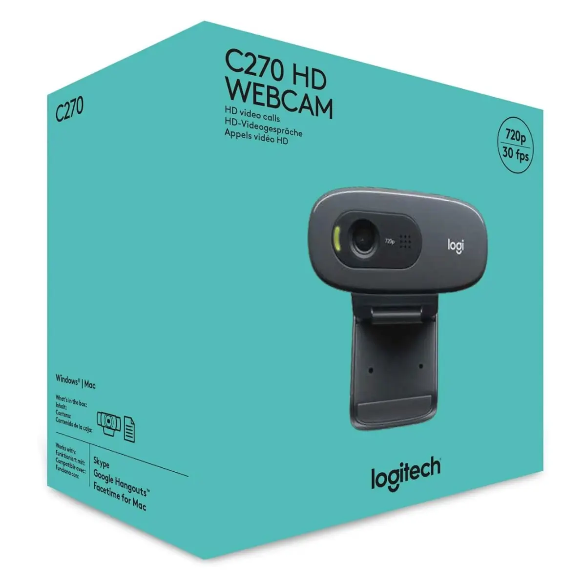 Logitech C270 HD Webcam – 720p HD Video Calling Camera with Microphone – New