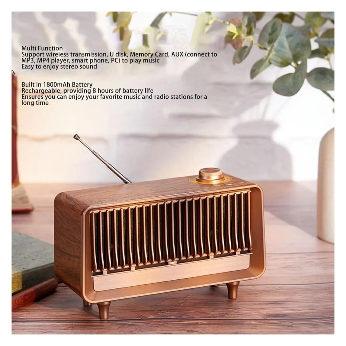 Vintage FM Radio, Portable Bluetooth Speaker