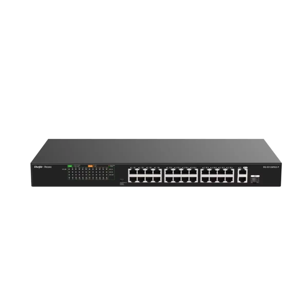 Ruijie Reyee RG-ES126FGS-P 24-Port 10/100 Mbps with 2-Port Gigabit Unmanaged PoE Switch 370W | Tax Included
