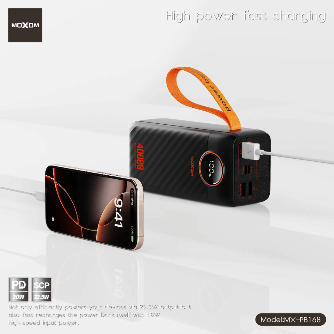 MOXOM MX-PB168 40000mAh Large Capacity Portable Power Bank – Black