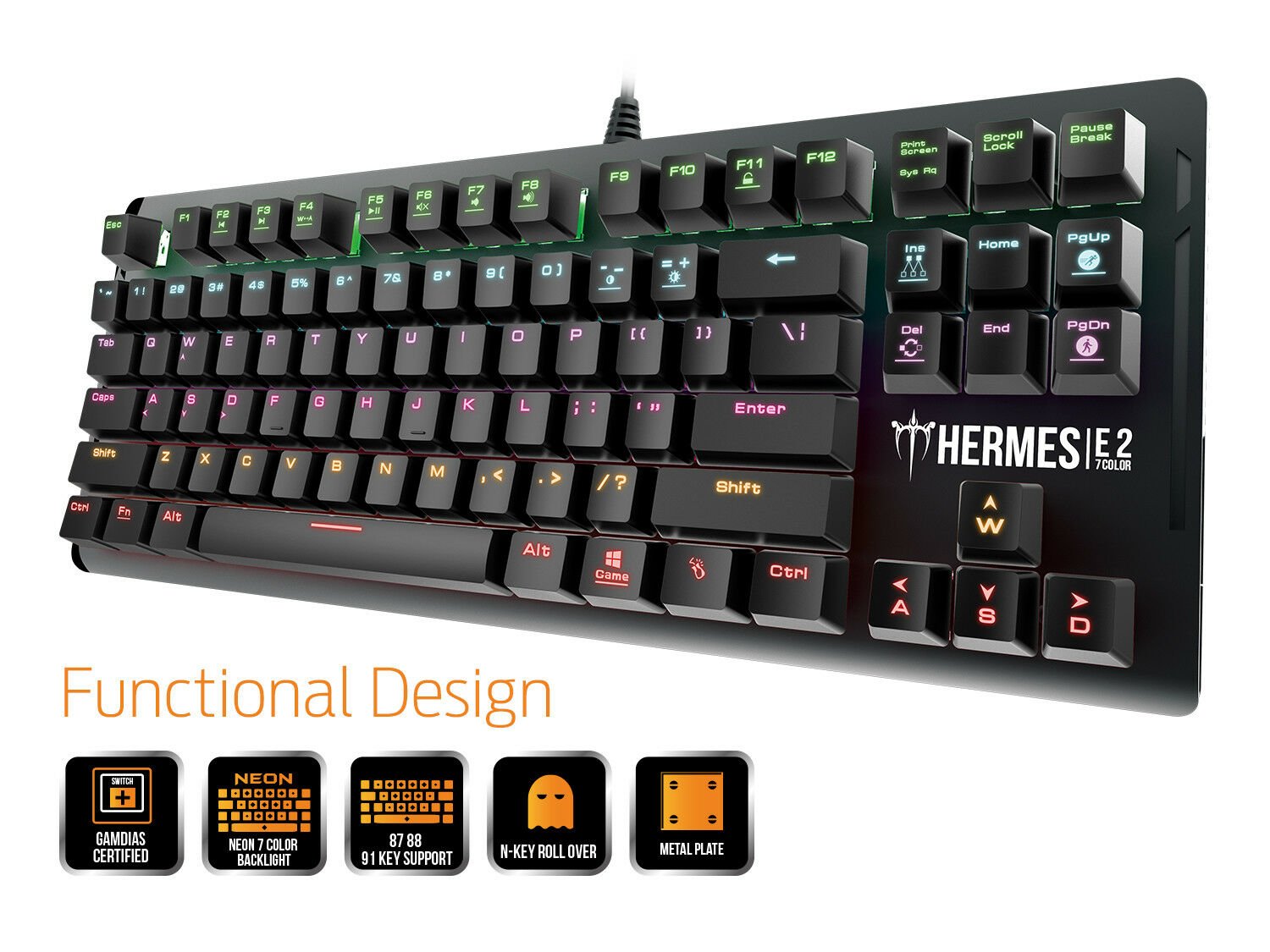GAMDIAS HERMES E2 7 COLOR ARABIC WIRED KEYBOARD image 4