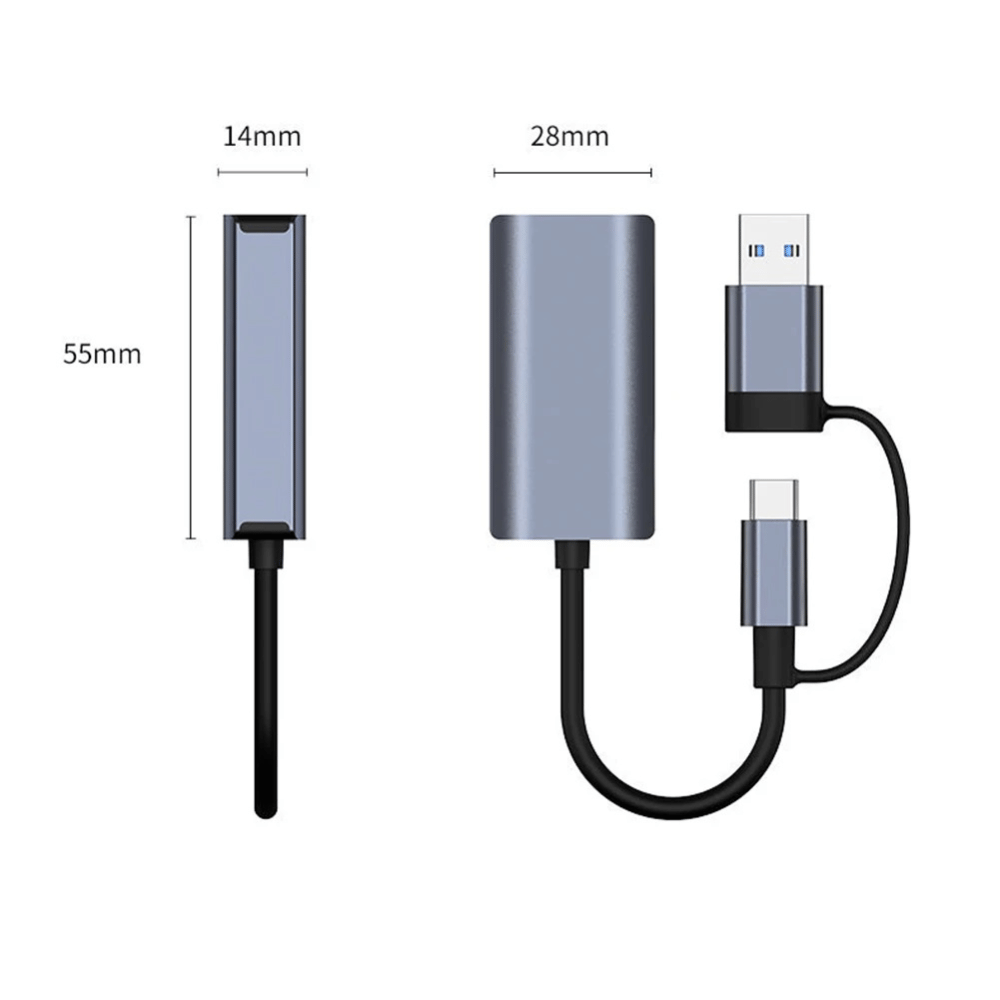2-in-1 Type-C / USB 3.0 to Gigabit LAN Adapter – BYL-2207 image 2