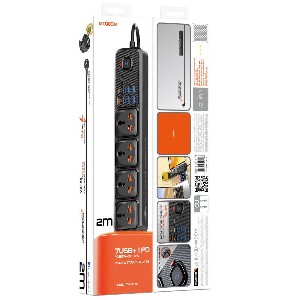 Moxom MX-ST16 12 IN 1 PD Power Strip image 3