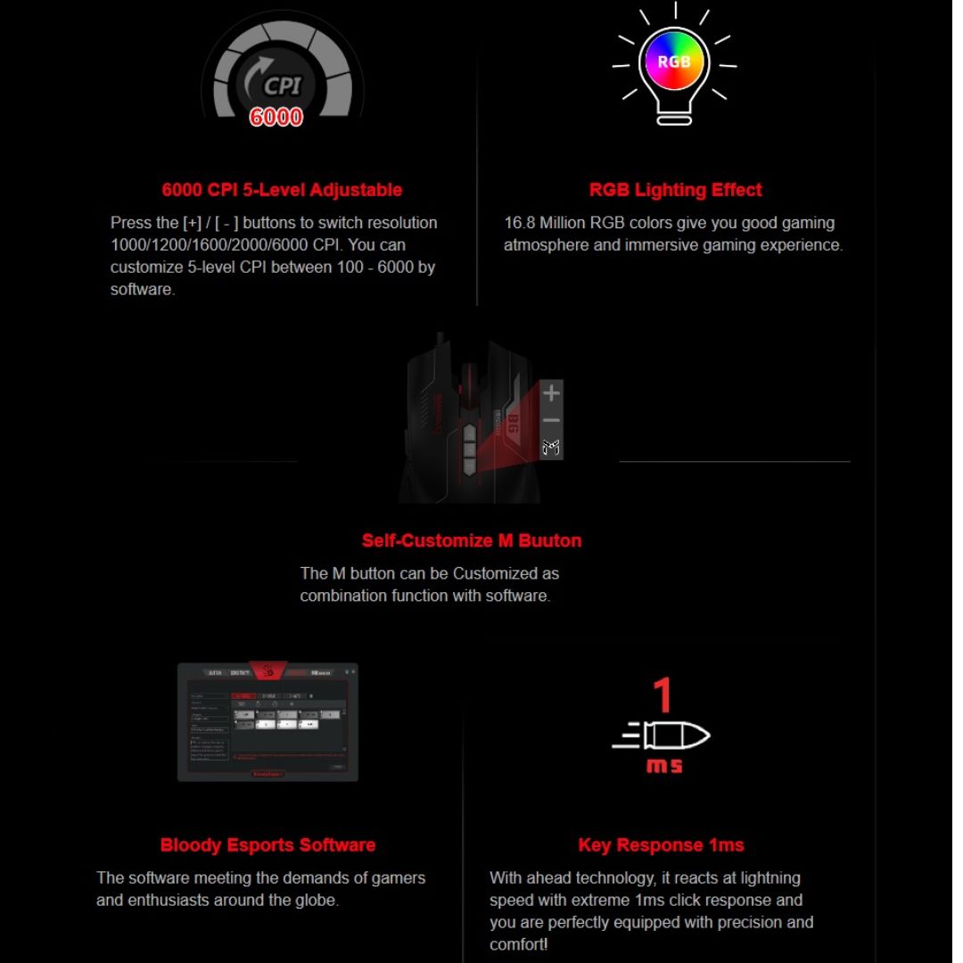 A4Tech Bloody ES7 RGB Esports Gaming Mouse image 3