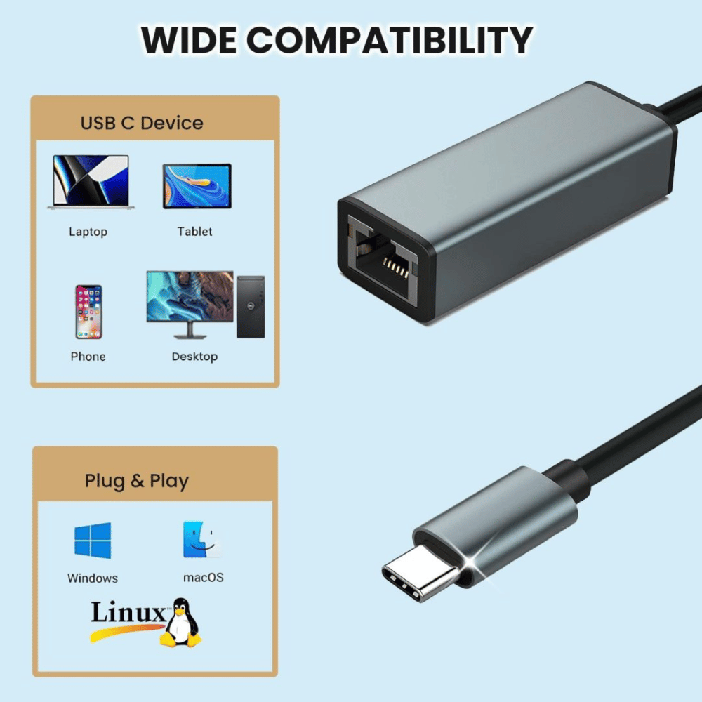 2-in-1 Type-C / USB 3.0 to Gigabit LAN Adapter – BYL-2207 image 4