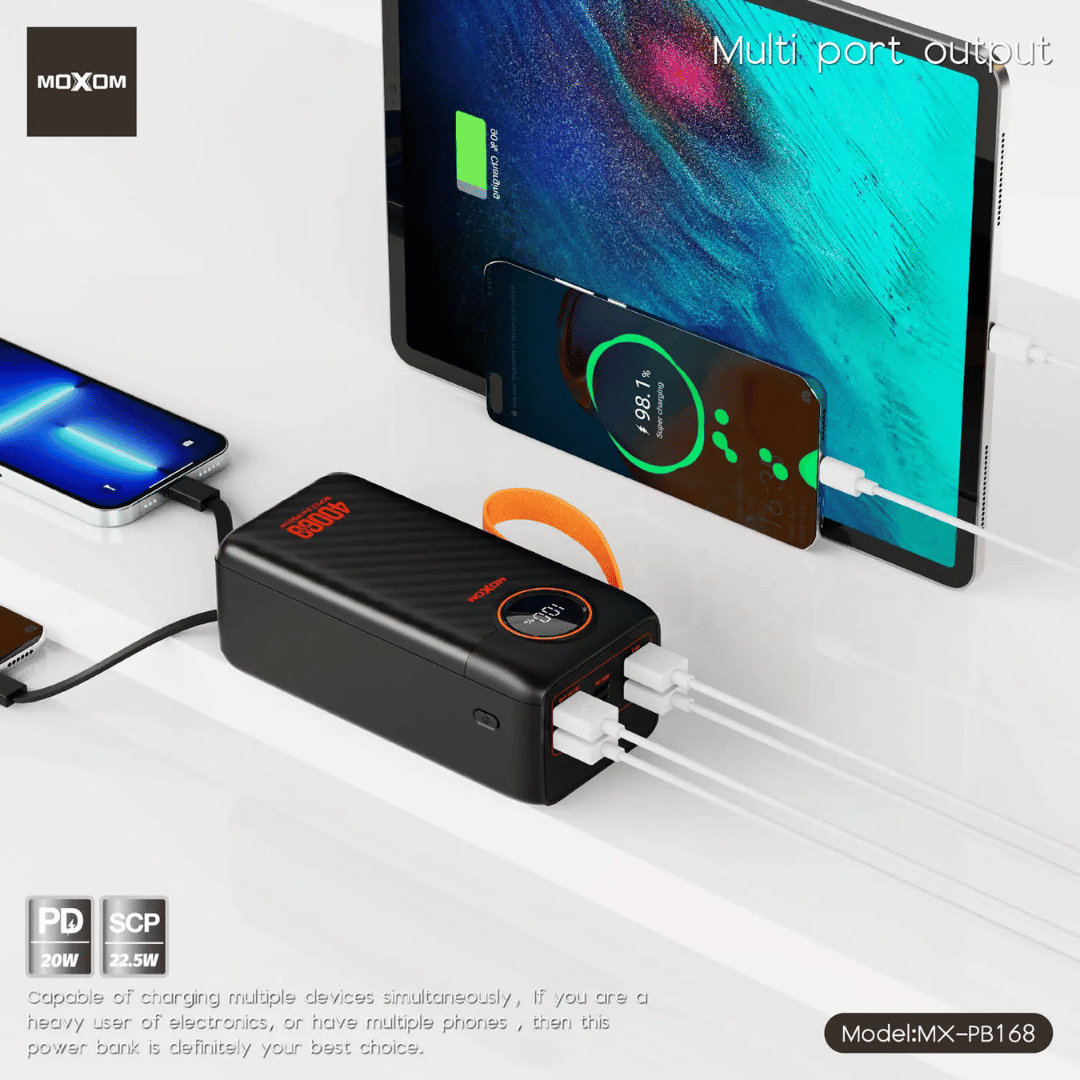 MOXOM MX-PB168 40000mAh Large Capacity Portable Power Bank – Black image 4