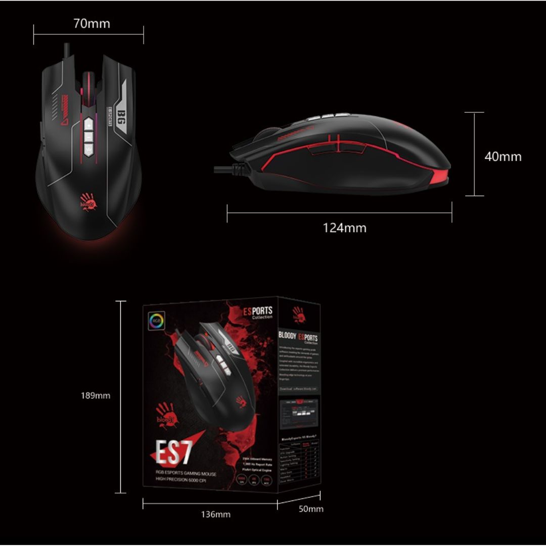 A4Tech Bloody ES7 RGB Esports Gaming Mouse image 4