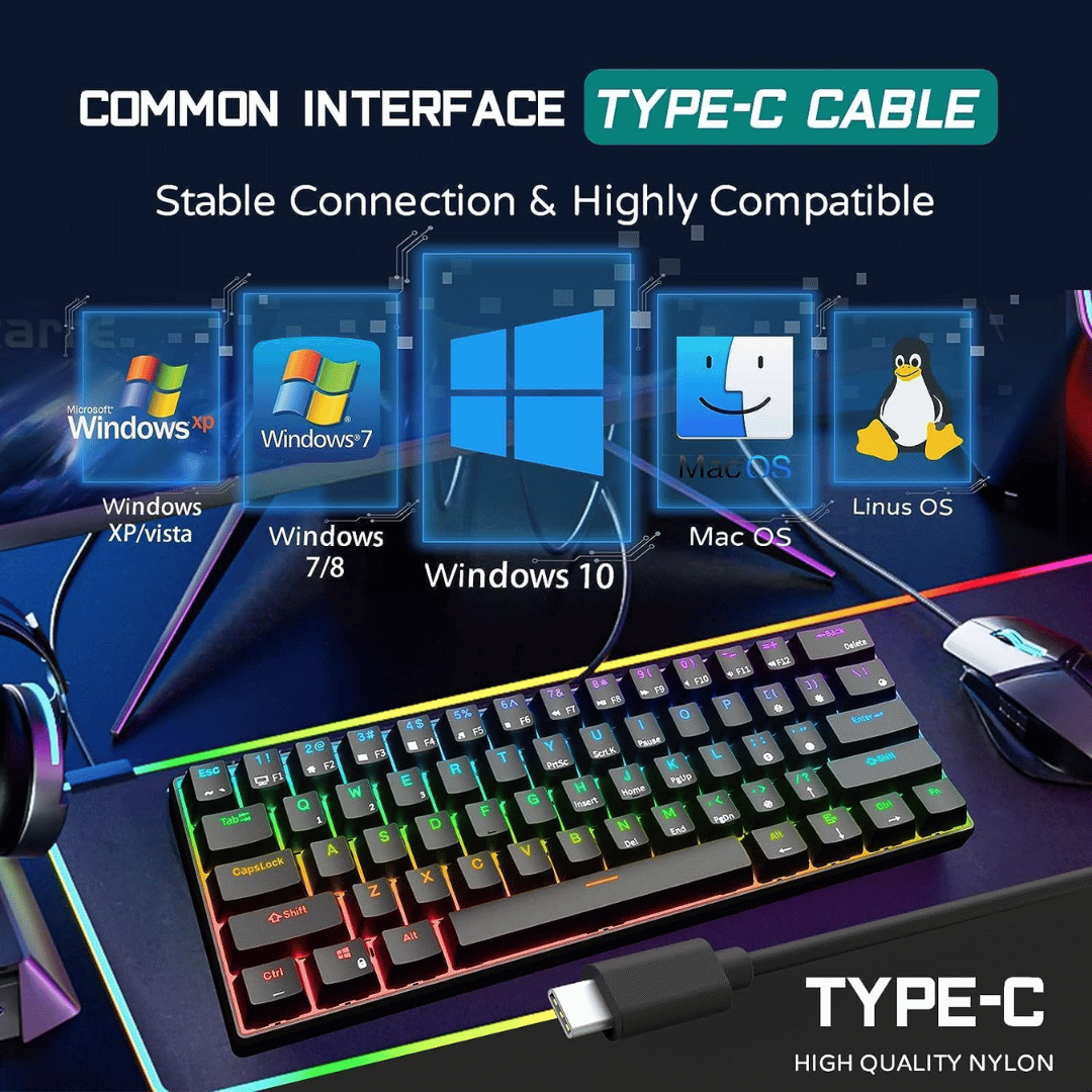 Royal Kludge RK61 3-Mode Wireless Mechanical Keyboard (Red Switch / Black RGB) image 4