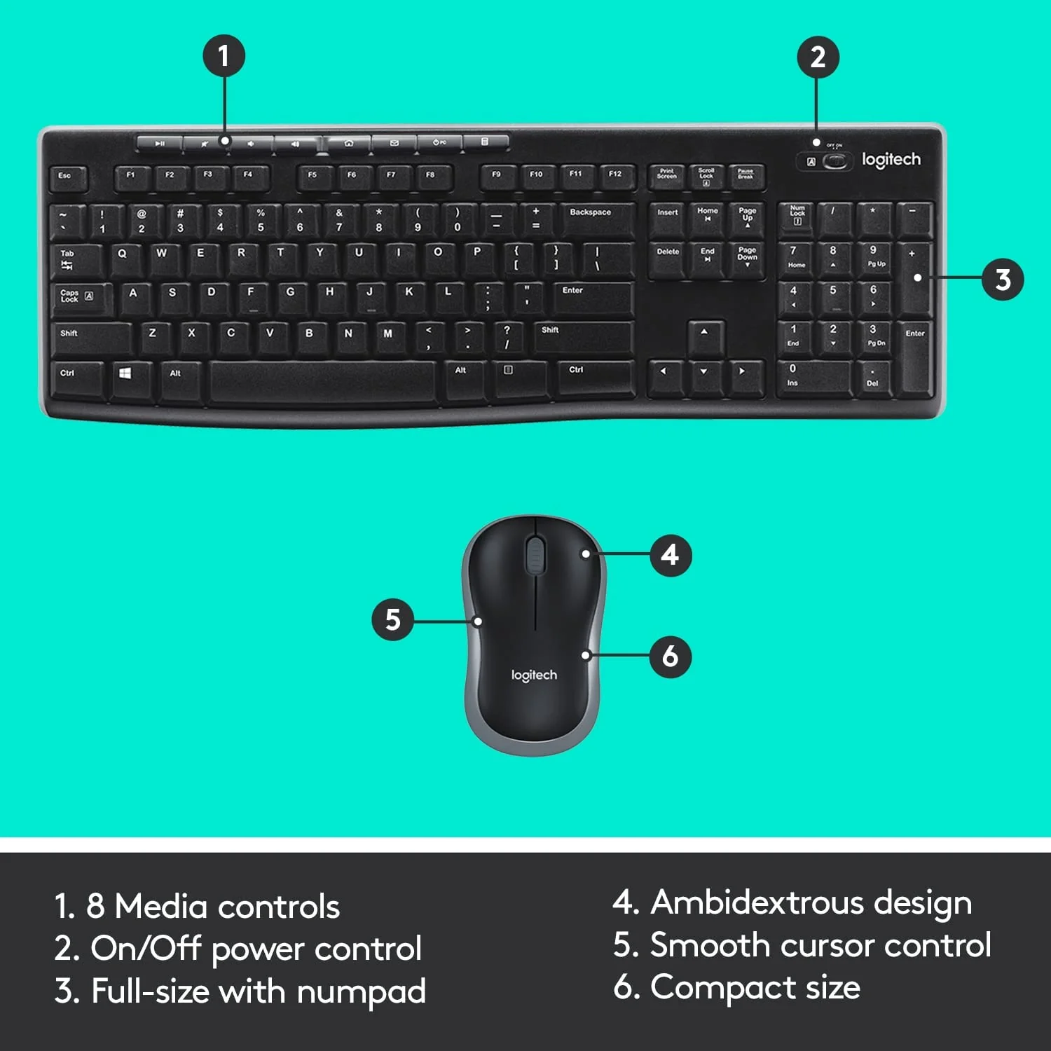 LogiTech MK270 WIRELESS KEYBOARD AND MOUSE COMBO image 2