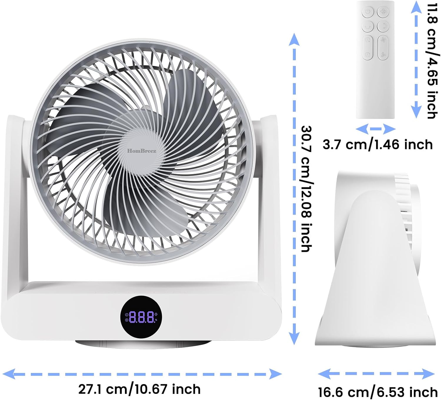 HomBreez 10″ Desk Air Circulator Fan image 3
