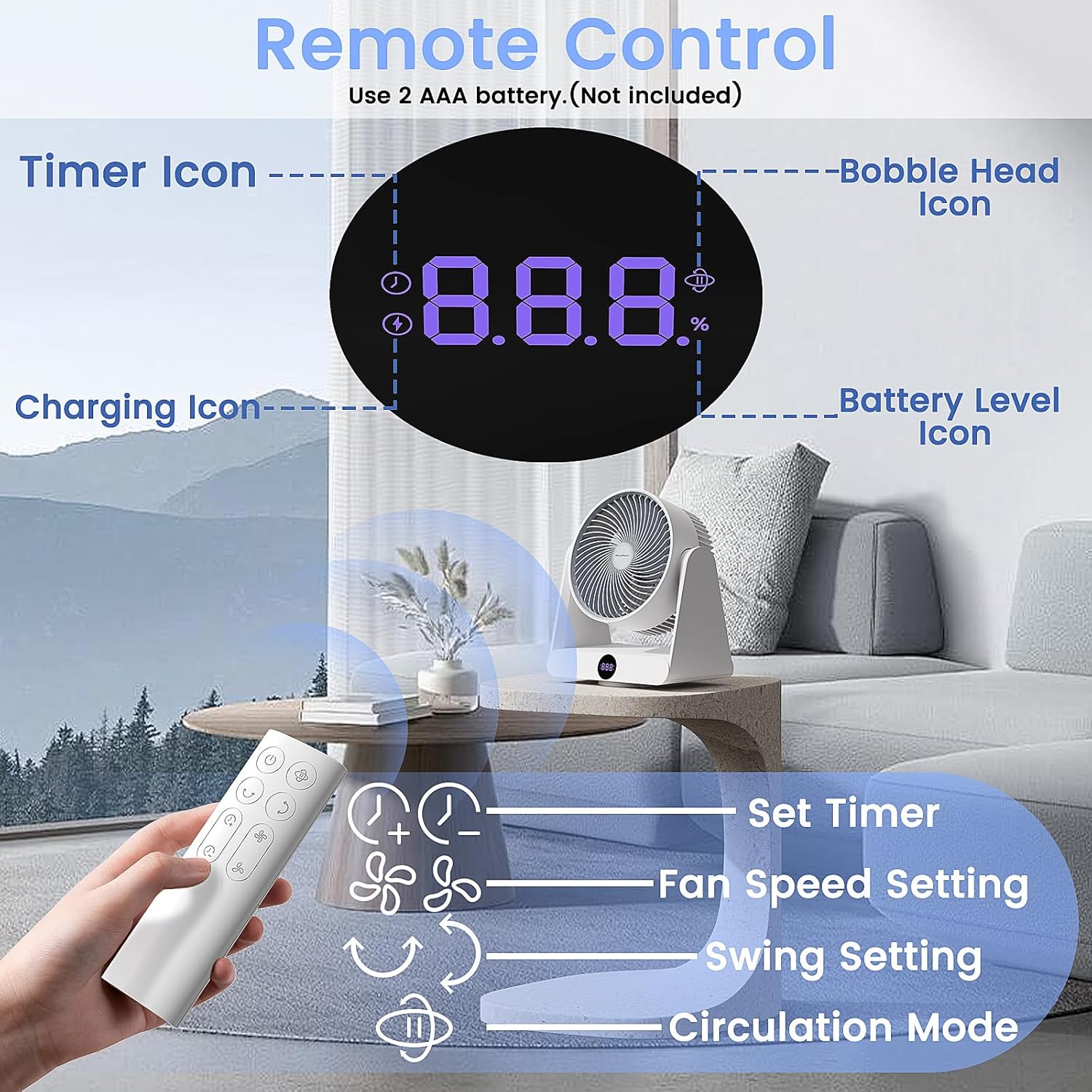HomBreez 10″ Desk Air Circulator Fan image 5