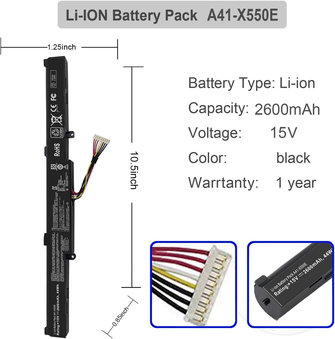 BATTERY ASUS A41-X550E image 5