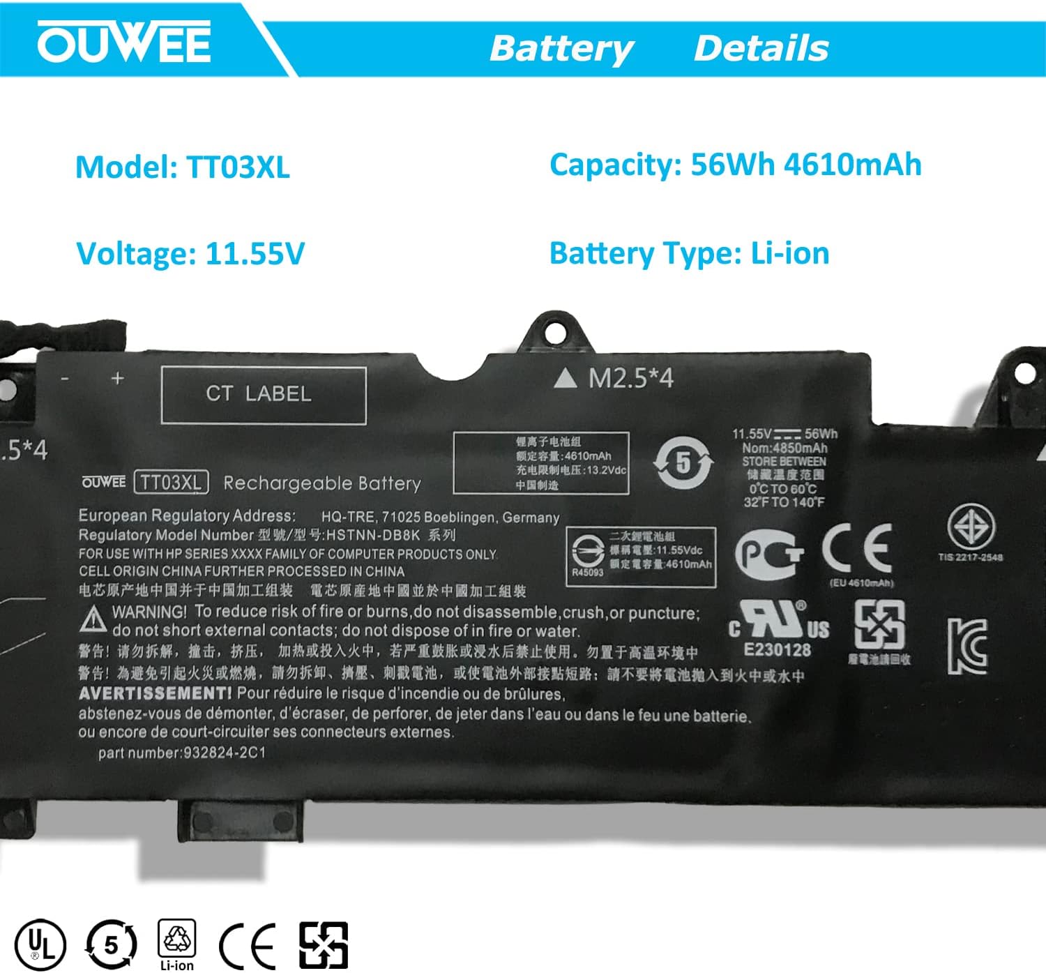 HP Battery TT03XL image 3