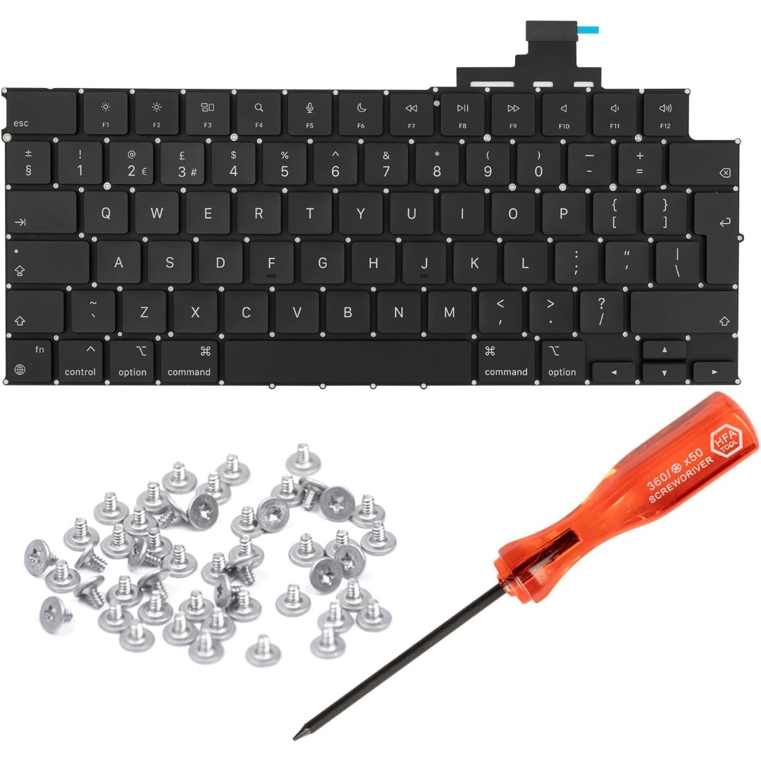 Keyboard Replacement for MacBook Air M2/M3/M4 (13.6″ & 15″) – A2681 / A2941 – UK Layout (Z1 Black)