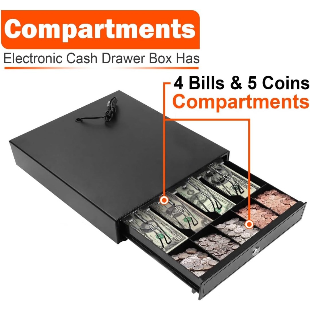 Beurotika Cash Drawer – Heavy-Duty Metal Cash Register Drawer with Lock image 2