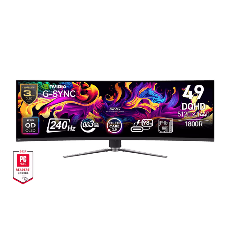 MSI MPG 491CQPX QD-OLED 49″ DQHD 240Hz Curved Gaming Monitor