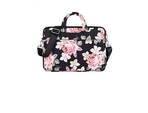 canvasartisan flower design laptop bag-BLACK image 2